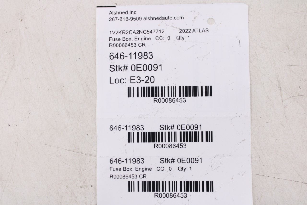 19-23 Volkswagen Atlas SE 3.6L Engine Fuse Relay Junction Box 5Q0937125G *ReaD* - Alshned Auto Parts