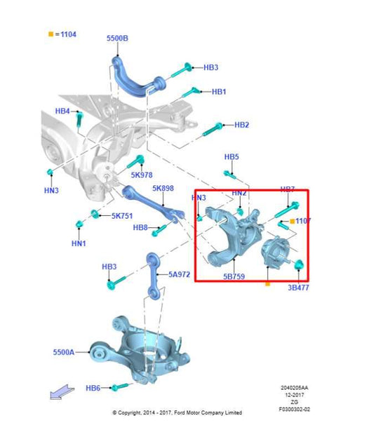 2015-23 Ford Mustang GT 5.0L RWD Rear Left Side Spindle Knuckle Hub FR3Z-5B759-J - Alshned Auto Parts