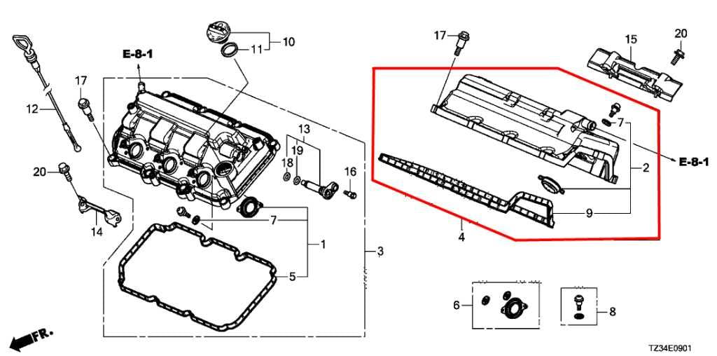 2015-20 Acura TLX Tech 3.5L Engine Rear Cylinder Head Valve Cover 12320-5J6-A001