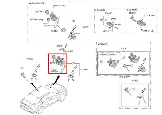 2024-2026 Hyundai Elantra SE 2.0L FWD Steering Column Ignition Lock Cylinder - Alshned Auto Parts