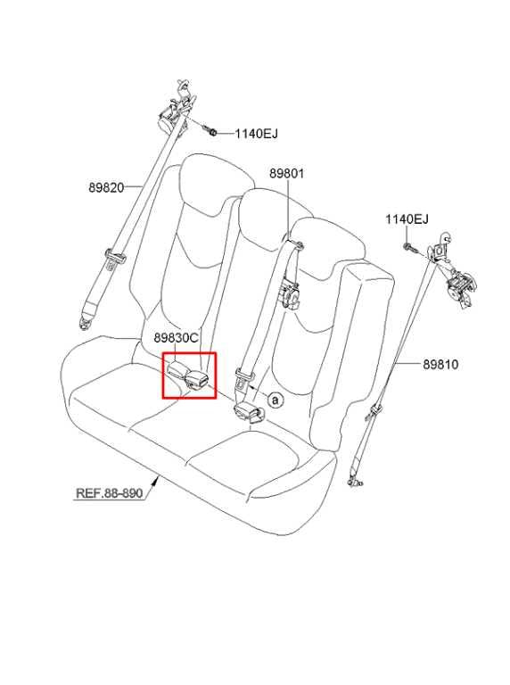 2009-13 Kia Soul+ GL 2.0L Rear Center 2nd Row Seat Belt Buckle 89830-2K500WK OEM1