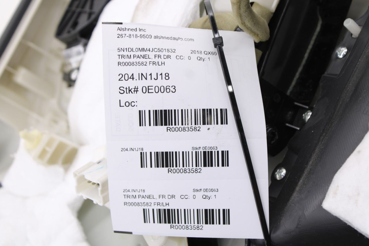 2016-2019 Infiniti QX60 Front Left Driver Side Door Trim Panel 809A1-9NF5A OEM22