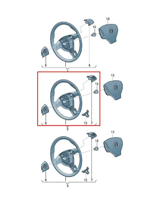 12-18 Volkswagen Passat Steering Wheel Leather w/ Control Buttons 561-419-091-G - Alshned Auto Parts
