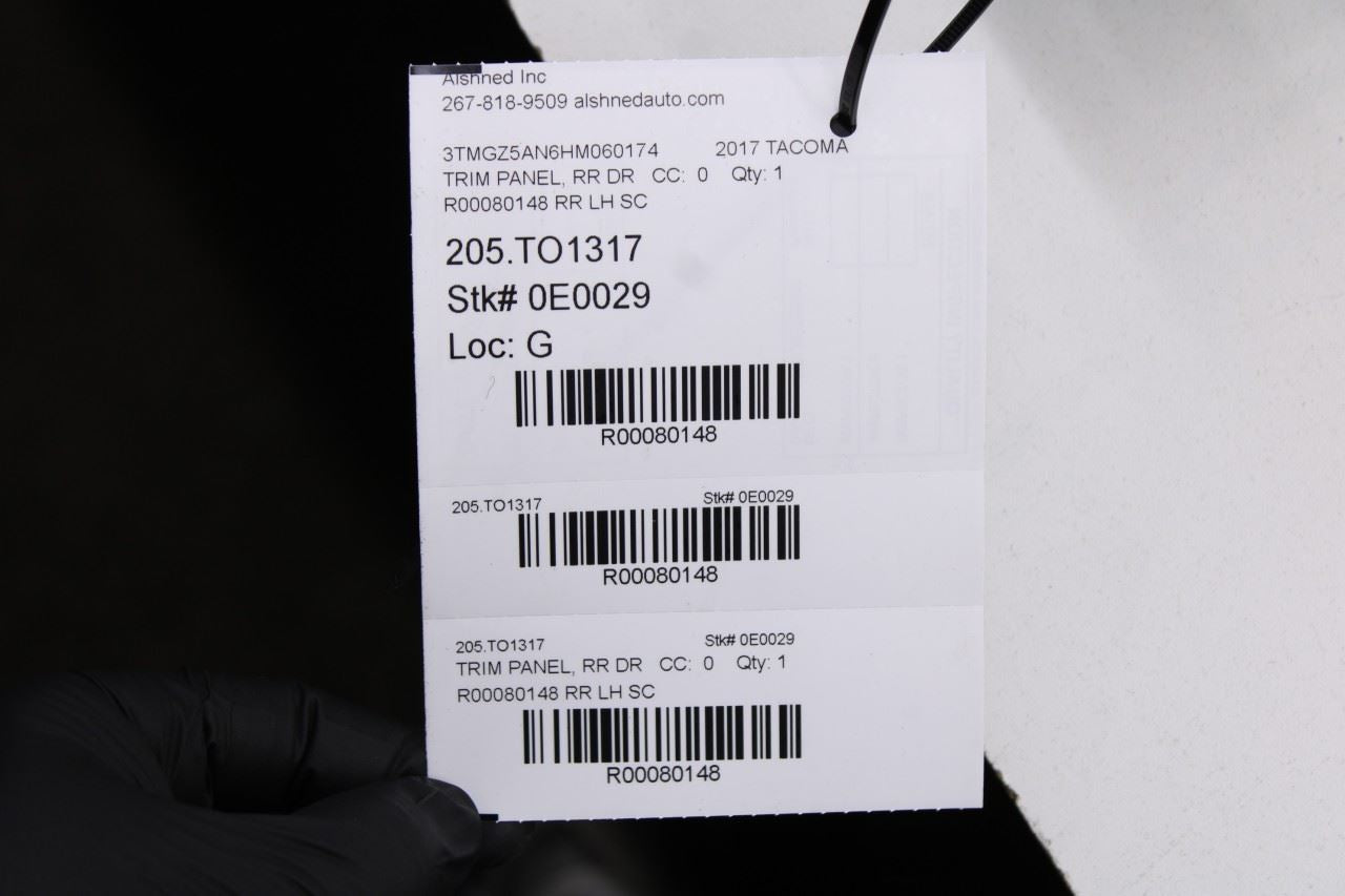 16-23 Toyota Tacoma Limited Double Cab Rear Left Door Trim Panel 67640-04100-C6 - Alshned Auto Parts