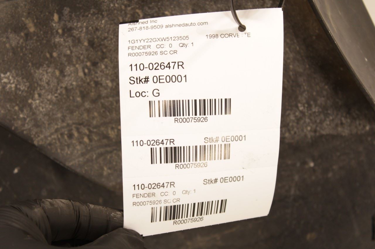 97-04 Chevrolet Corvette Front Right Passenger Fender Panel 10288101 OEM *ReaD* - Alshned Auto Parts