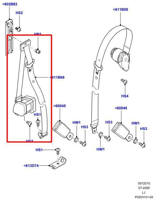 10-12 Land Rover Range Rover HSE 5.0L Rear Left Side 2nd Row Seat Belt Retractor1