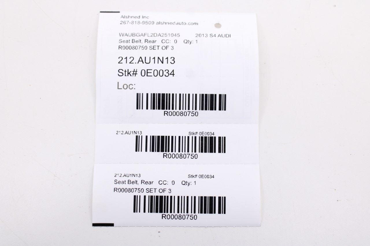10-16 Audi S4 Premium Plus Rear Right and Left Side 2nd Row Seat Belt Buckle Set - Alshned Auto Parts