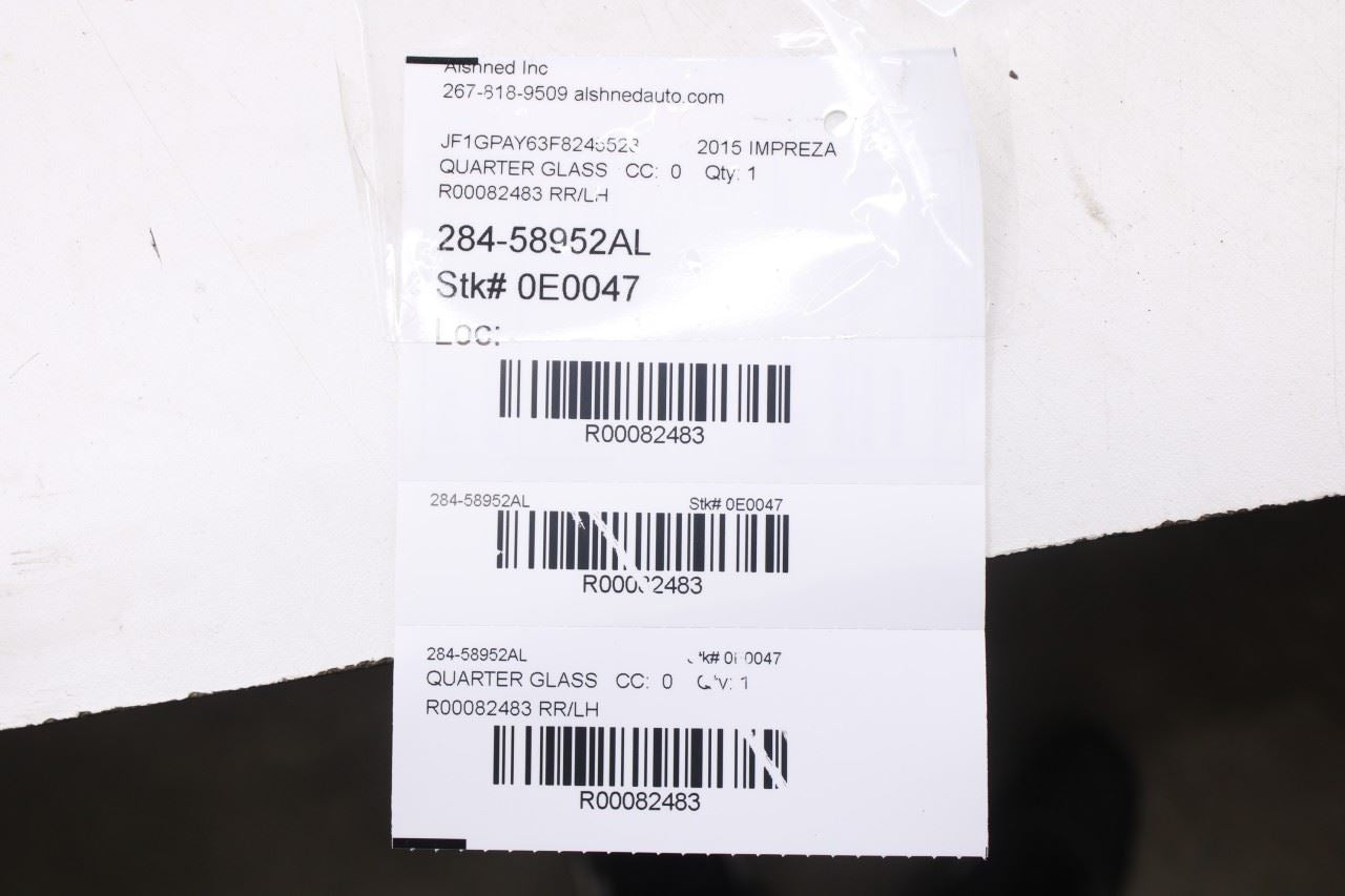 2012-16 Subaru Impreza Sport Premium Rear Driver Left Side Quarter Window Glass10