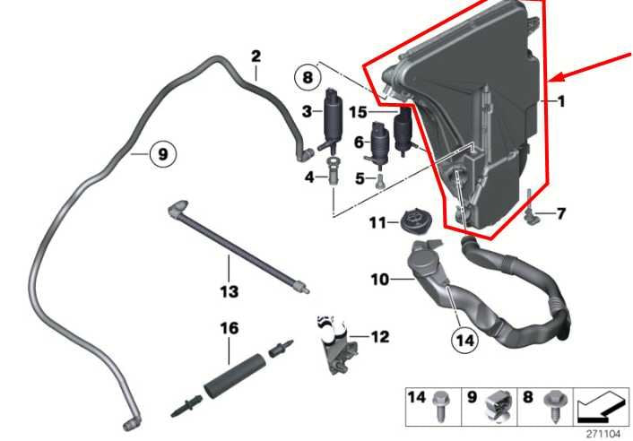 2011-2016 BMW 535i xDrive Windshield Washer Reservoir Bottle 61667269667 OEM - Alshned Auto Parts