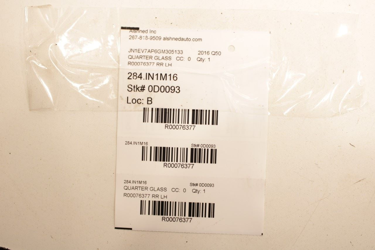 2014-2017 Infiniti Q50 Premium Rear Left Driver Side Door Quarter Window Glass - Alshned Auto Parts