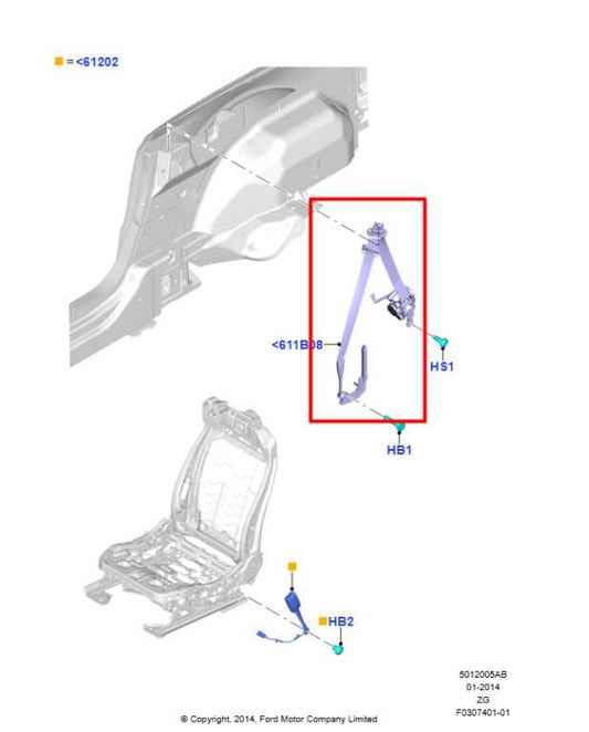 2015-17 Ford Mustang Convertible V6 3.7L RWD Front Left Side Seat Belt Retractor - Alshned Auto Parts