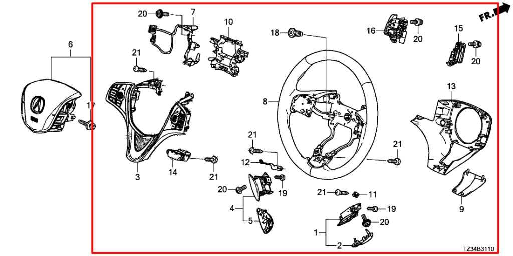 2015-20 Acura TLX Tech Steering Wheel Leather w/ Control Buttons 78501-TZ3-A71ZA1