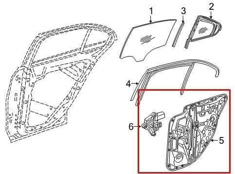 15-21 Mercedes-Benz C300 4Matic RR LH Door Window Regulator w/ Carrier and Motor1
