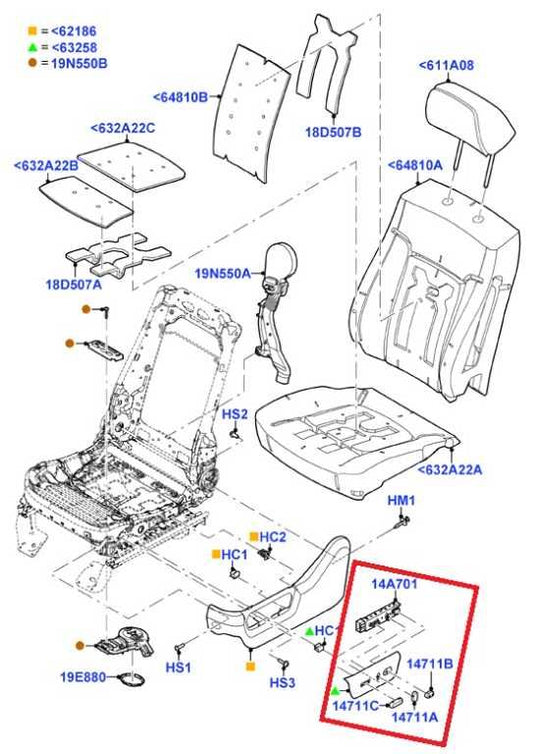 11-16 Ford F250 Lariat FR Left Power Seat Adjustment Switch 9L3Z-14A701-FB *ReaD - Alshned Auto Parts