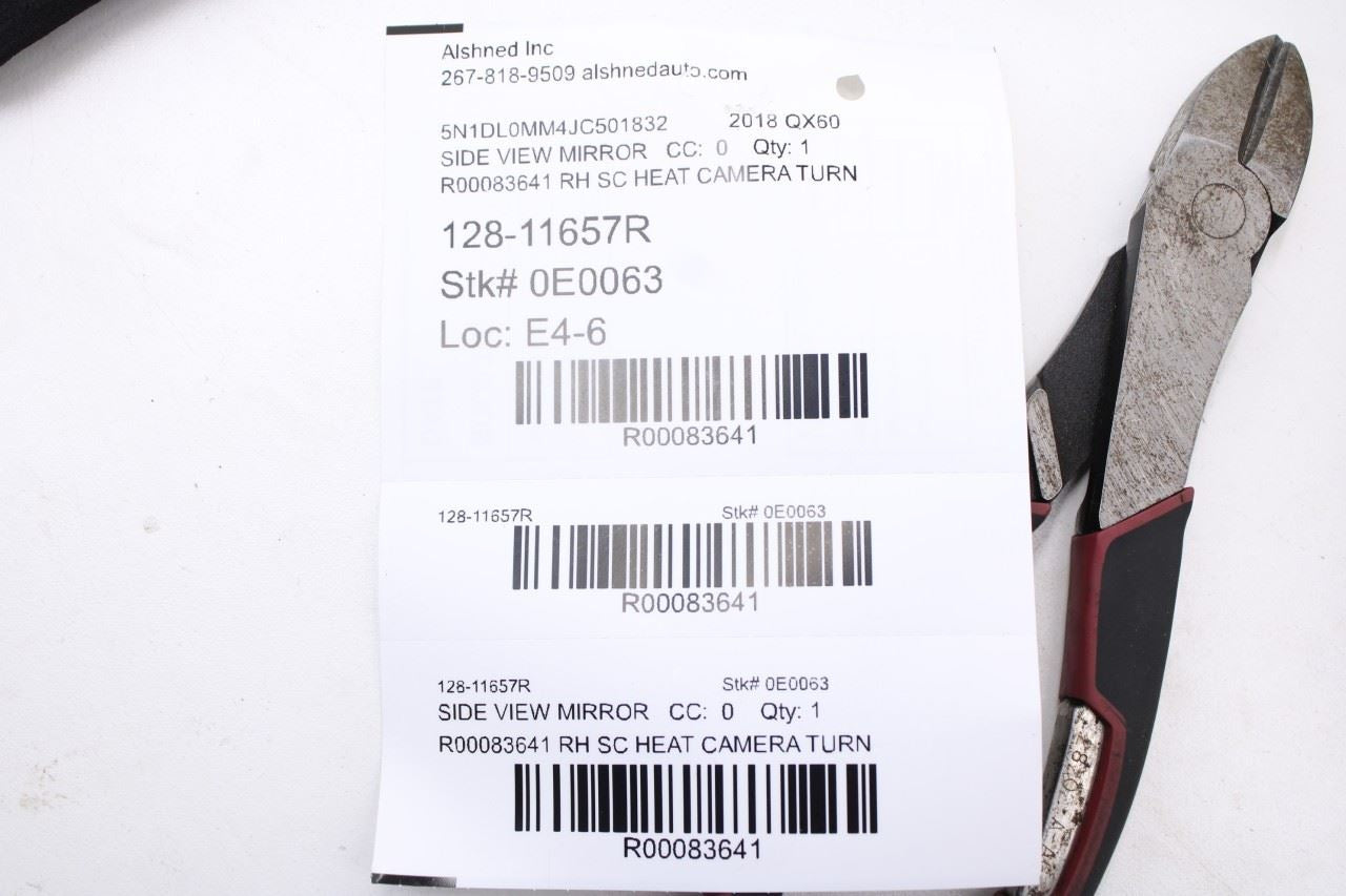 2016-19 Infiniti QX60 3.5L Passenger Right Side Rear View Mirror 96301-9NF9C OEM - Alshned Auto Parts