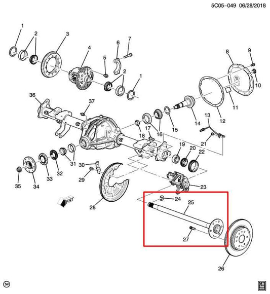 19-24 Chevrolet Silverado LT-L 4WD Rear Driver Left Side Axle Shaft 84454426 OEM - Alshned Auto Parts