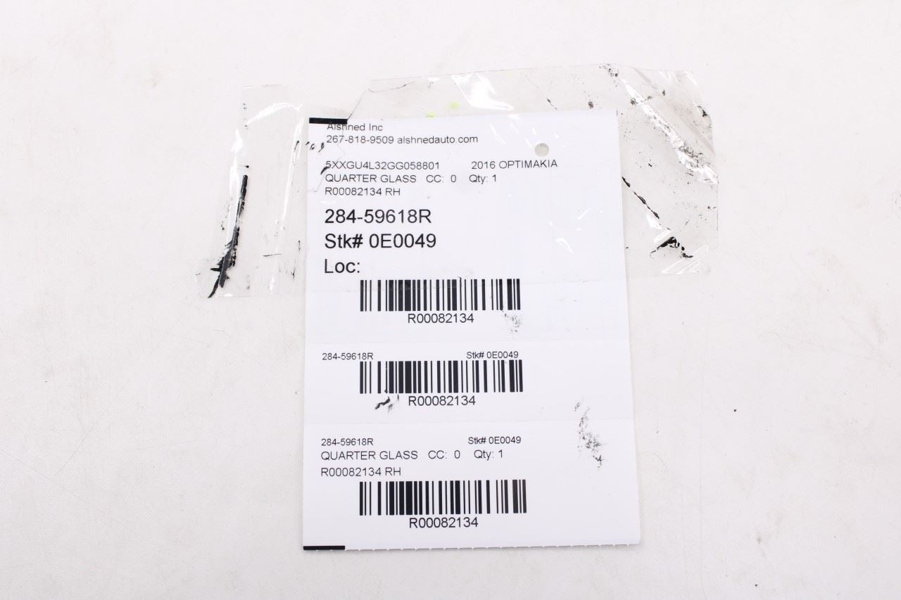 2016-20 KIA Optima EX Rear Right Passenger Side Quarter Window Glass 87820-D5000 - Alshned Auto Parts