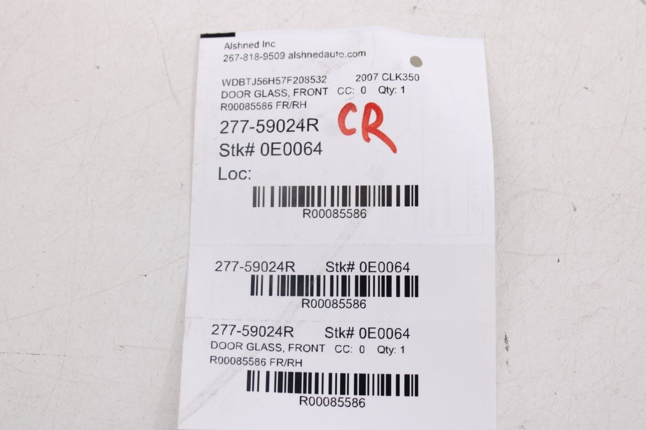 2006-2009 Mercedes-Benz CLK350 Front Right Door Window Glass 2097250210 *ReaD* - Alshned Auto Parts