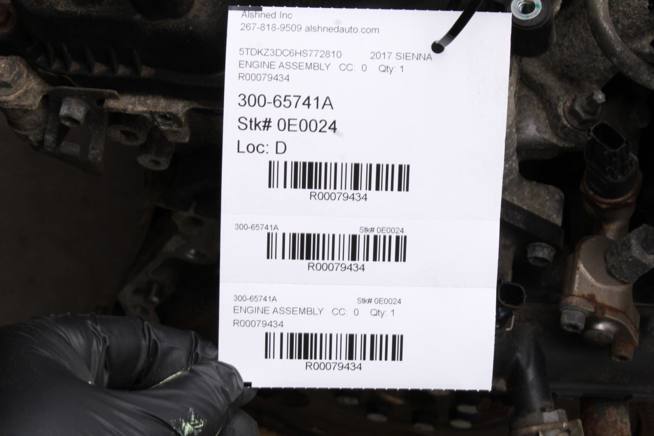 17-20 Toyota Sienna 3.5L 2GRFKS Engine Motor VIN Z 5th digit w/ Oil Cooler 114K - Alshned Auto Parts