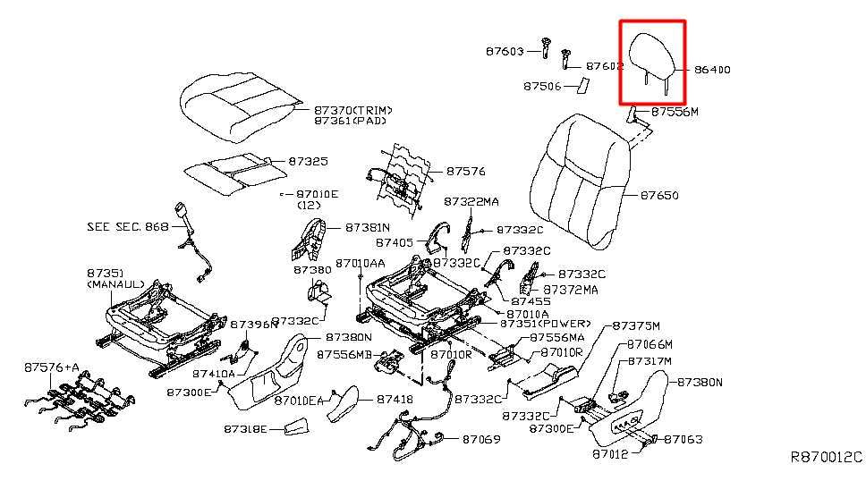 2014-17 Nissan Rogue SL 2.5L Front Right or Left Side Seat Headrest 86400-4BB0A - Alshned Auto Parts