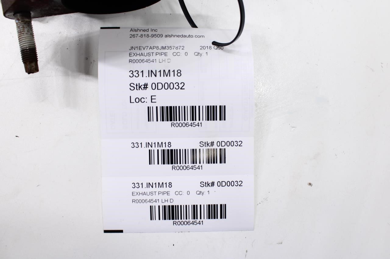 16-19 Infiniti Q50 Luxe RWD 3L Left Side Exhaust System Pipe B0802-5CB0B *ReaD* - Alshned Auto Parts