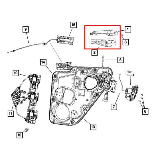 11-21 Jeep Grand Cherokee Limited Rear Left Door Exterior Handle 68078959AC OEM - Alshned Auto Parts