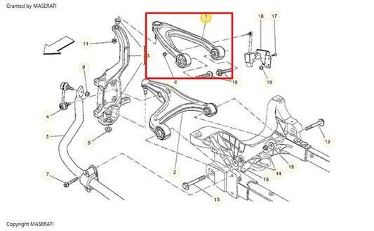 17-21 Maserati Ghibli 3.0L RWD Front Driver LH Side Suspension Upper Control Arm - Alshned Auto Parts