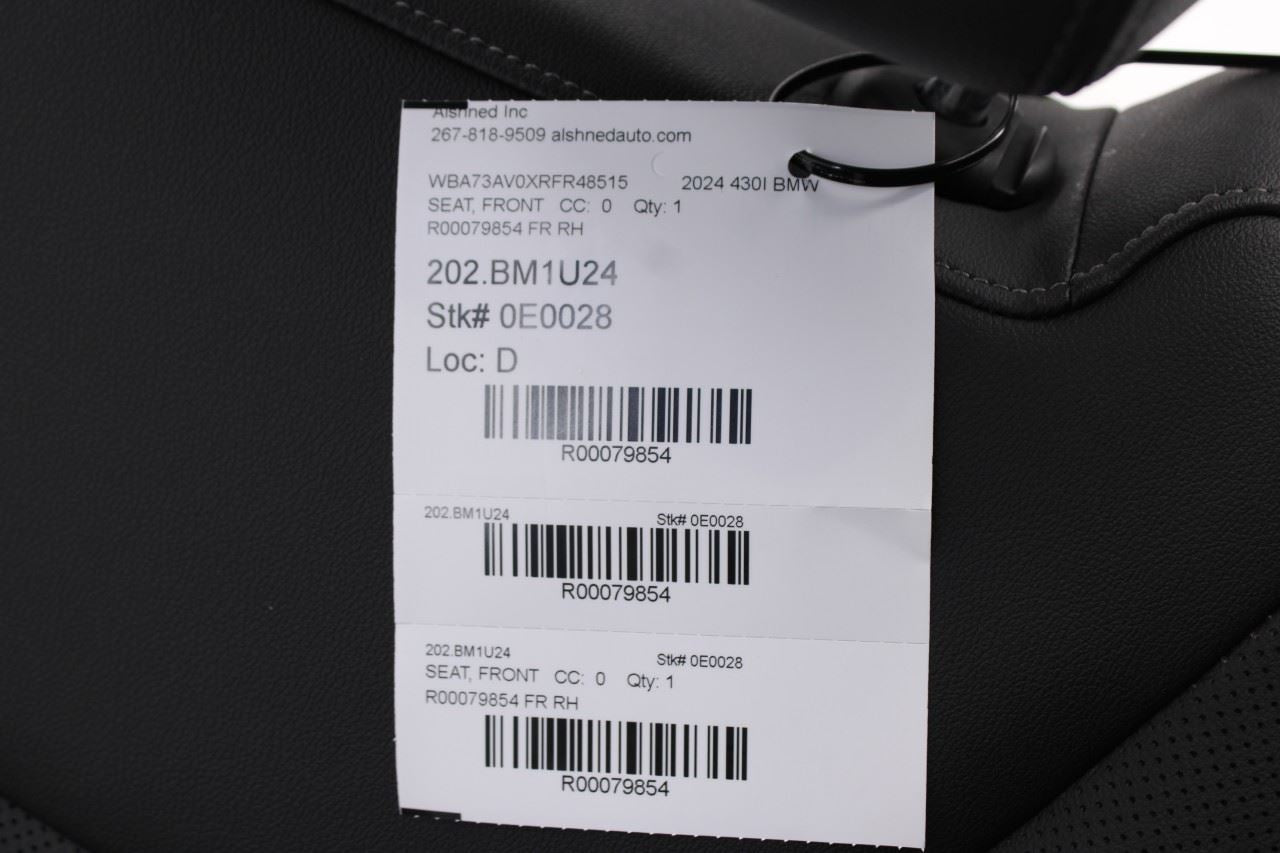 2023-25 BMW 430i xDrive Gran Coupe 2.0L Front Passenger Right Side Seat Complete - Alshned Auto Parts