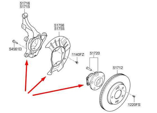 2017-2019 Kia Soul Front Left Driver Side Spindle Knuckle Hub 51715-B2550 OEM - Alshned Auto Parts