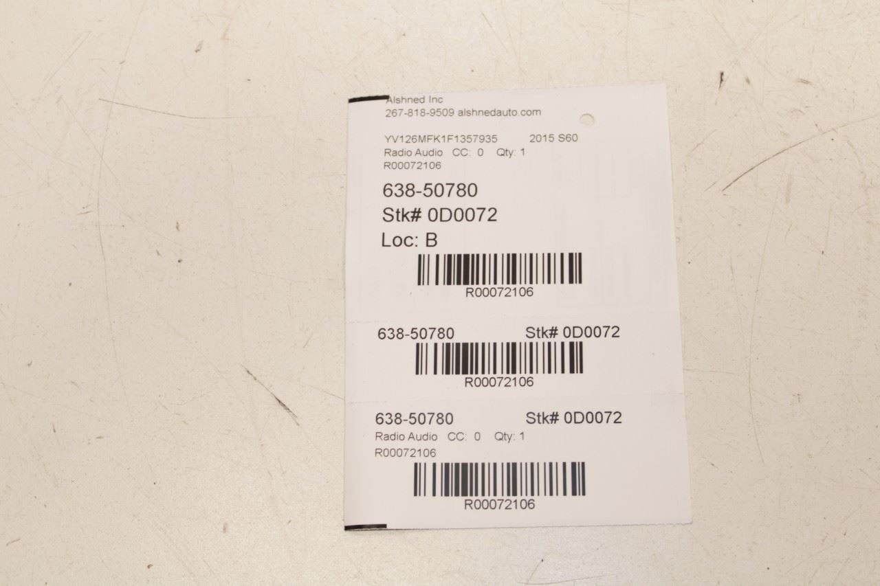 2015 Volvo S60 T5 Premier Sirius Satellite Radio Tuner Receiver 31398076 OEM - Alshned Auto Parts