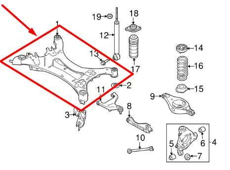2014-2020 Infiniti QX60 FWD Rear Suspension Crossmember 55400-3KD0E OEM - Alshned Auto Parts