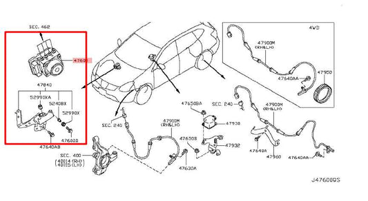 2008-2013 Nissan Rogue S 2.5L ABS Anti Lock Brake Pump Control Module w/ Bracket - Alshned Auto Parts
