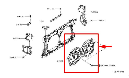 19-25 Nissan Altima S 2.5L Dual Radiator Cooling Fan Motor Assy 21481-6CA2A OEM - Alshned Auto Parts