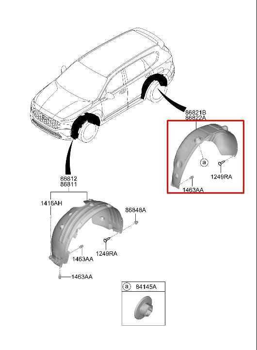 2021-2023 Hyundai Santa Fe SEL Rear Right Side Wheelhouse Liner Splash Shield1