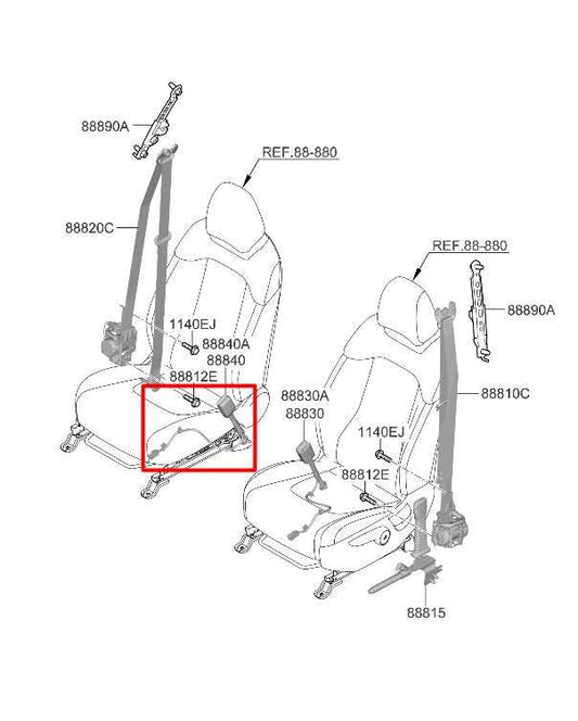 2023-25 Kia Sportage Hybrid EX 1.6L Front Seat Passenger Right Side Belt Buckle - Alshned Auto Parts