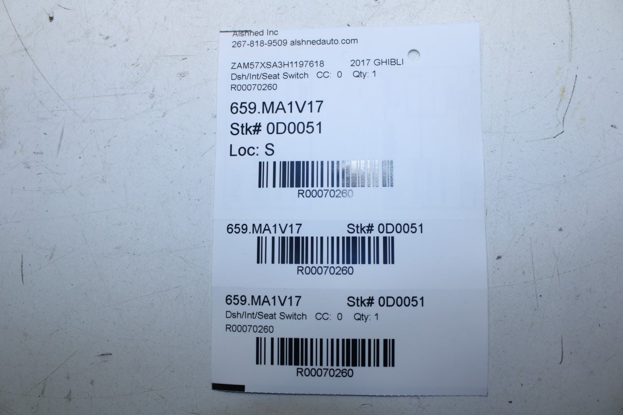 2017-20 Maserati Ghibli Front Right Side Power Seat Adjustment Switch 673000296 - Alshned Auto Parts