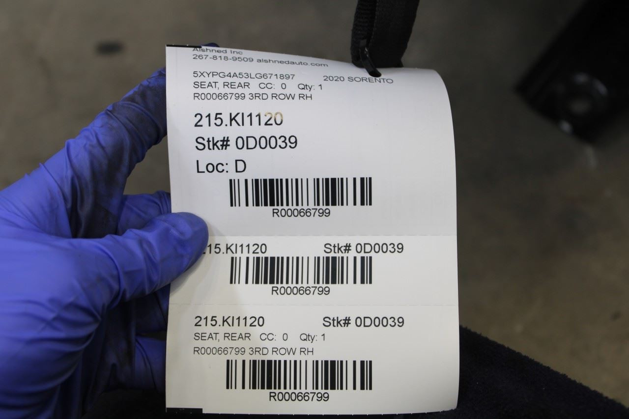 15-20 Kia Sorento LX 3.3L Rear Passenger Right Side 3rd Row Seat Complete Cloth - Alshned Auto Parts