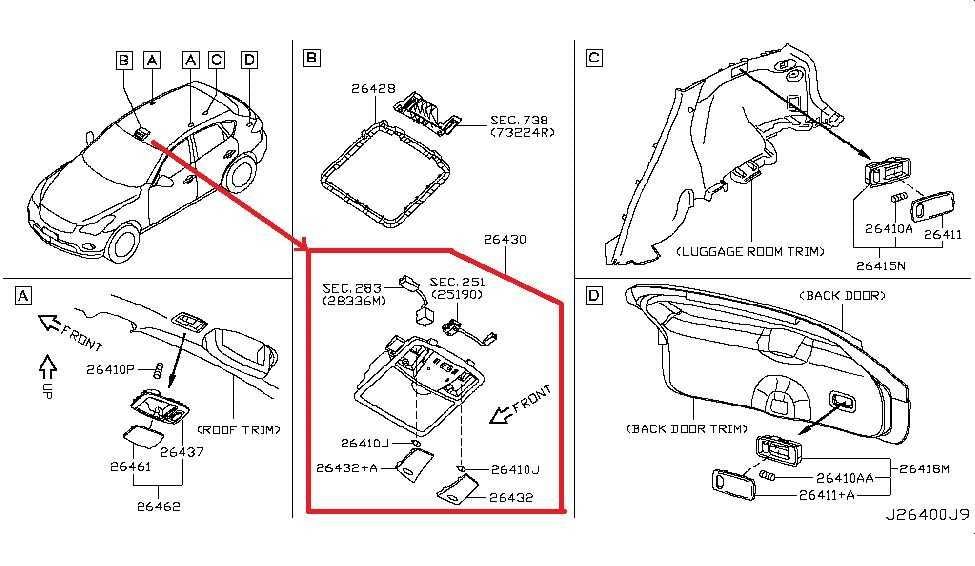 14-17 Infiniti QX50 Front Roof Overhead Console Dome Light Lamp 26430-JK060 - Alshned Auto Parts