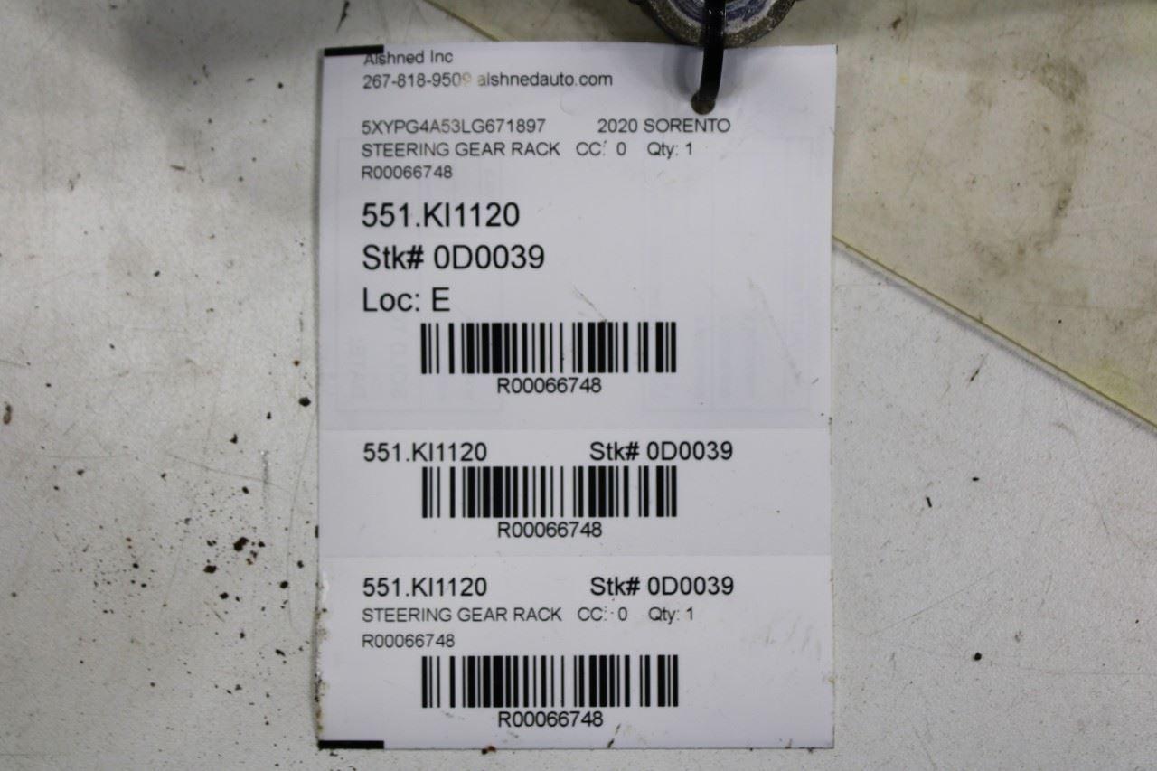 2019-20 Kia Sorento LX 3.3L FWD Power Steering Gear Rack and Pinion 56500-C5500 - Alshned Auto Parts