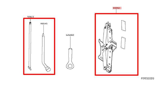 2013-2019 Nissan Sentra SV Lift Jack Tool Kit w/ Foam Holder 99550-3SG0C OEM - Alshned Auto Parts