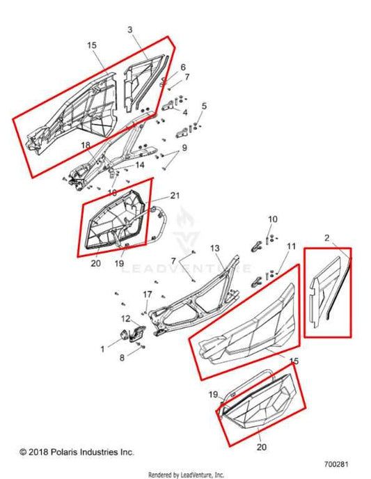 2014-2023 Polaris RZR XP 1000 Front RH and LH Upper Lower Door Cover Bolster Set - Alshned Auto Parts
