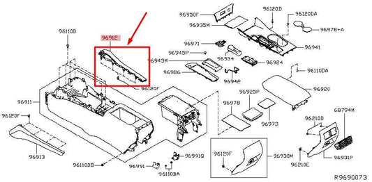 2019-24 Nissan Altima FR RH Side Center Console Trim Cover Panel 96992-6CA0A OEM - Alshned Auto Parts