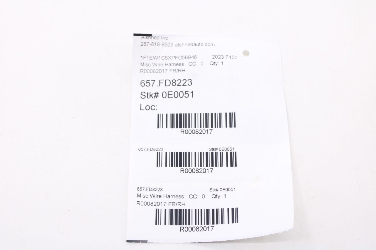 2022-26 Ford F150 XLT Supercrew Front Right Side Door Wire Harness PL3T-14630-FC9