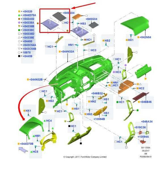 18-21 Ford Expedition Dash Storage Tray Compartment w/ Mat FL3B-15044A92-A OEM - Alshned Auto Parts