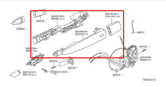 2014-2020 Infiniti QX60 Front Right Side Door Exterior Handle 80640-3JA0B OEM - Alshned Auto Parts