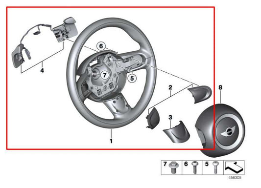 07-15 Mini Cooper 1.6L Steering Wheel Leather w/ Control Buttons 32-30-6-794-625 - Alshned Auto Parts