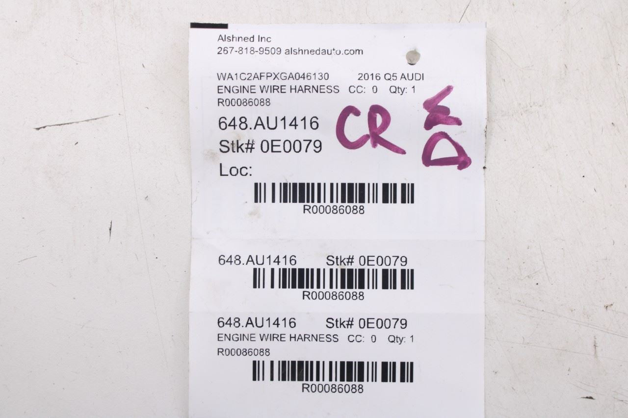 2013-2017 Audi Q5 Premium 2.0L AWD Engine Wire Harness 8K1971074AE OEM *ReaD*13