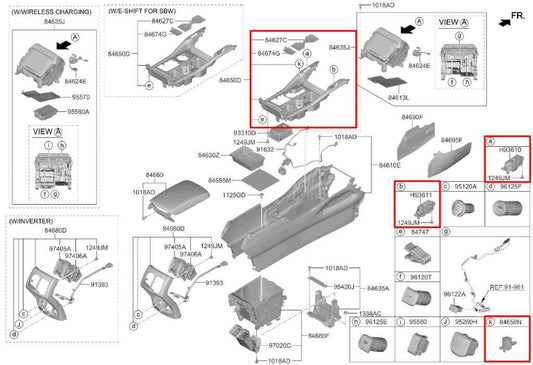 2021-23 Kia Sorento X-Line SX Center Console Shifter Bezel Trim w/ Shifter Knob - Alshned Auto Parts