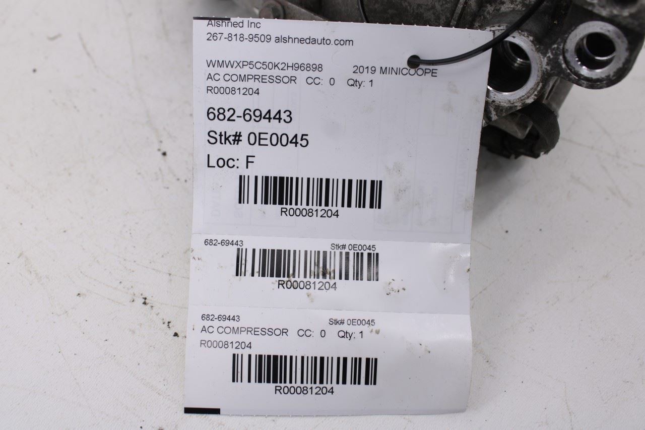 2013-20 Mini Hardtop Cooper 1.5L Air Conditioning AC Compressor Assembly 682687912