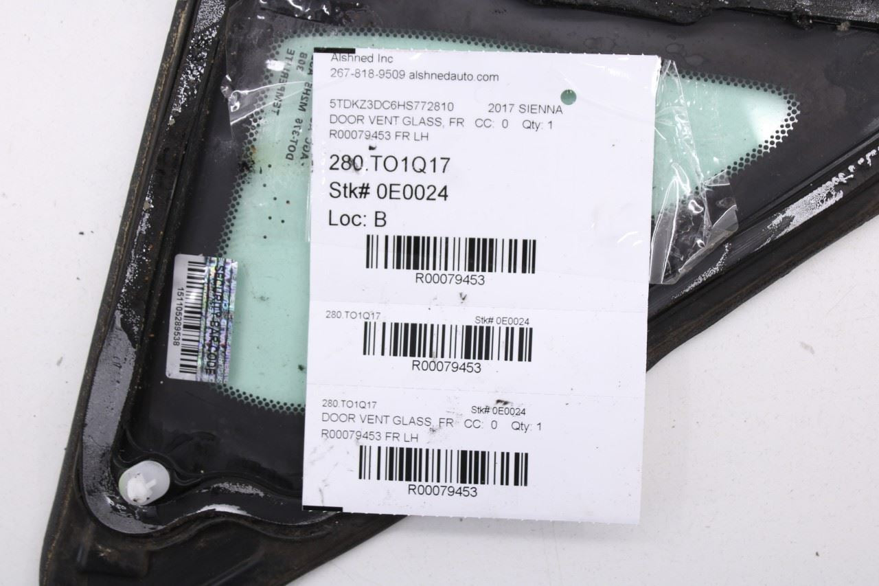 2011-2020 Toyota Sienna LE Front Left Side Door Quarter Vent Fixed Window Glass - Alshned Auto Parts